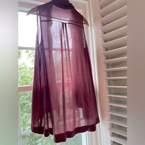 Lush sheer Maroon Button up tank.